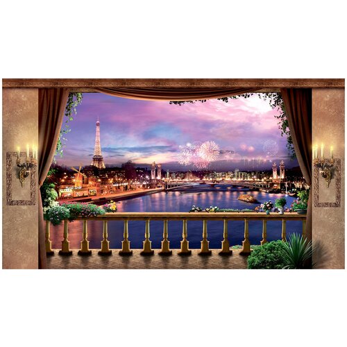 Фотообои Уютная стена Вечерний Париж 490х270 см Бесшовные Премиум единым полотном 25000₽