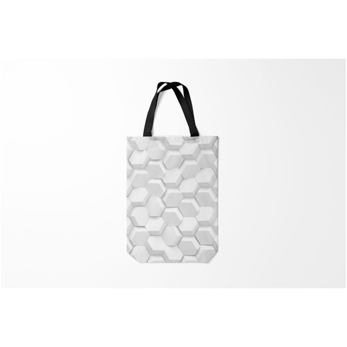 фото Сумка-шоппер / 31х42 см / тренды / абстракция 3d white burnettie