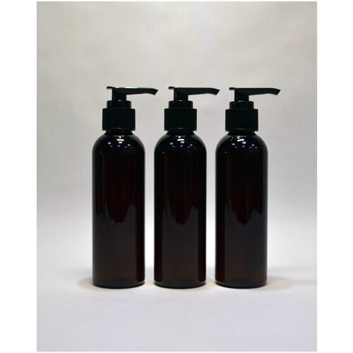 Флакон 150 мл ПЭТ коричневый с черным дозатором для шампуней, гелей, мыла, антисептика. Дорожный набор бутылочек.