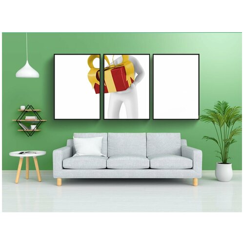 фото Набор модулных постеров для интерьера "подарок, упакованы, завернутый" 60x90 см. в тубусе, без рамки lotsprints