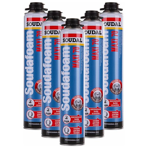 Монтажная пена Soudal Soudafoam MAXI 70 объем 870 мл летняя 5 баллонов 4580₽