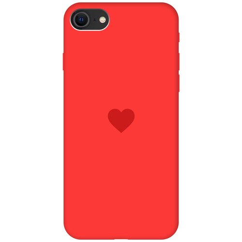 фото Силиконовая чехол-накладка silky touch для apple iphone 7 / 8 / se (2020) с принтом "heart" красная gosso