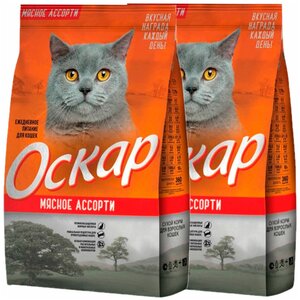 Фото Оскар для взрослых кошек с мясным ассорти (2 + 2 кг)