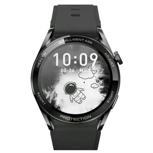 Черные Smart Watch/Умные часы на руку/Круглые часы.