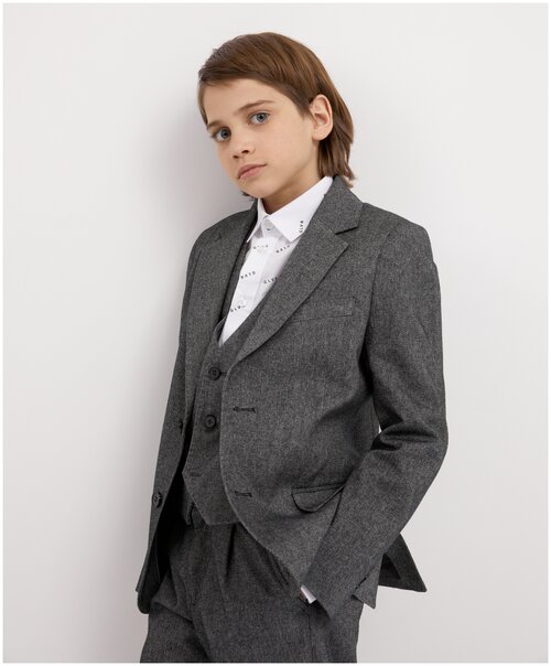 Школьный пиджак Gulliver, размер 128, серый