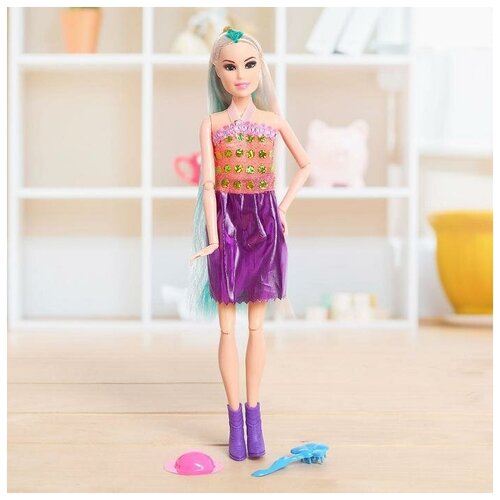 Market-Space Кукла-модель шарнирная «Оля» в платье, с аксессуарами, микс. 