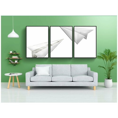 фото Набор модулных постеров для интерьера "самолет, бумажный самолетик, оригами" 60x90 см. в тубусе, без рамки lotsprints