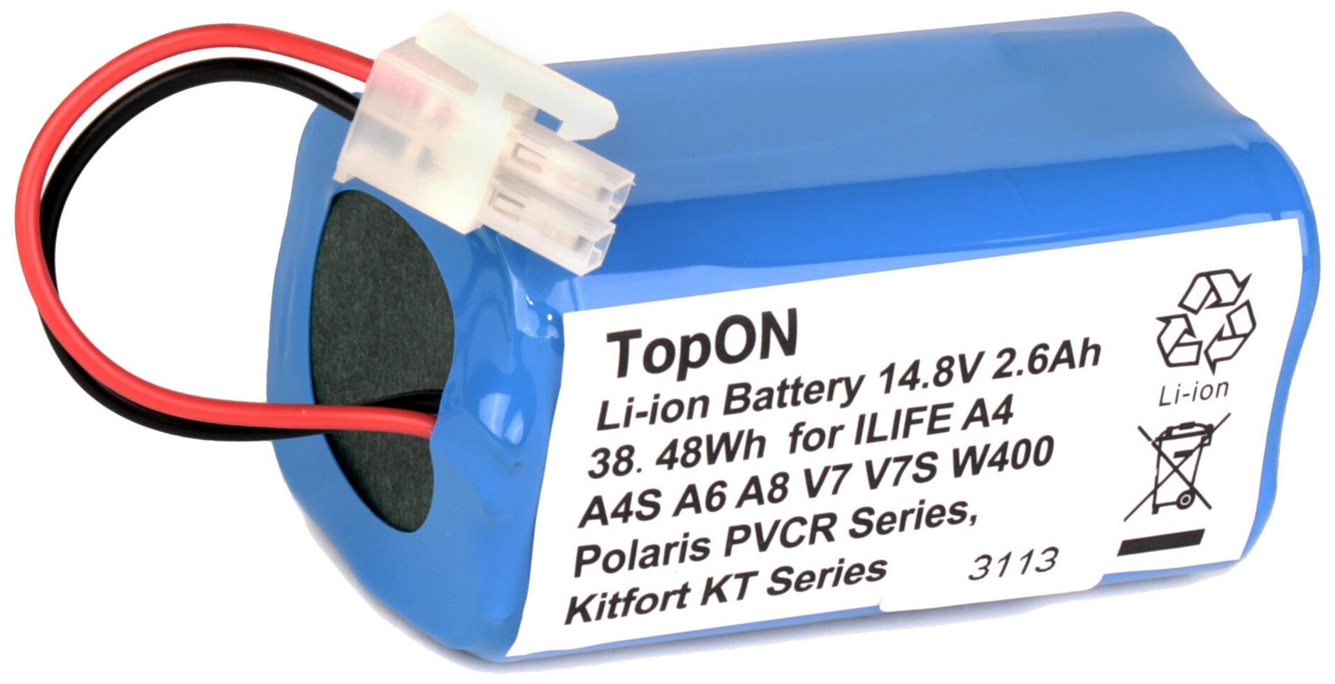 Аккумулятор TopOn для робота-пылесоса Chuwi iLife A4, A4S, A6, A8, V7, V7s, W400. 14.8V 2.6Ah (Li-Ion) PN: CS-ECR131VX - фото №5