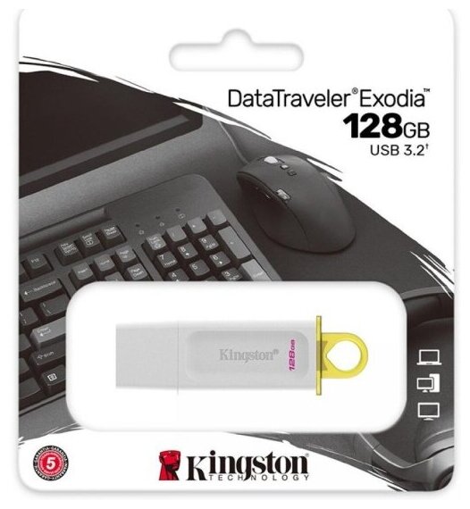 USB флешка Kingston 128Gb DataTraveler Exodia USB 3.2 Gen 1 (USB 3.0) white