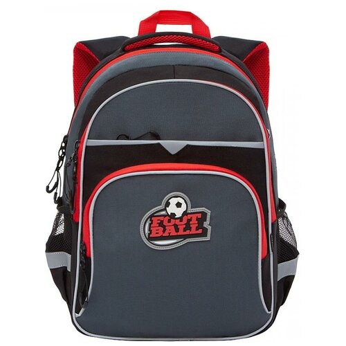 фото Grizzly рюкзак школьный, черный -красный, rb-157-3/1