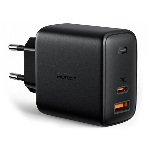 фото Зарядное устройство aukey dual port pd usb-c + a wall charger with gan power tech 65w pa-b3