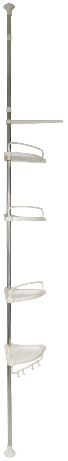 Полка для ванной угловая Talita Style 4-х ярусная телескопическая полка с крючками с держателем для полотенец белая от 12 до 31 м