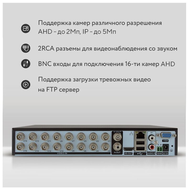 Комплект видеонаблюдения AHD PS-link KIT-B2412HD 16 камер 2Мп внутренние и уличные