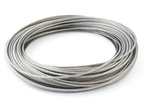 <b>Трос</b> <b>стальной</b> <b>в</b> оплётке ПВХ 2/3мм (20м) с зажимом DIN741 (4шт) <b>Стальные</b> <b>тросы</b> используются при удерж