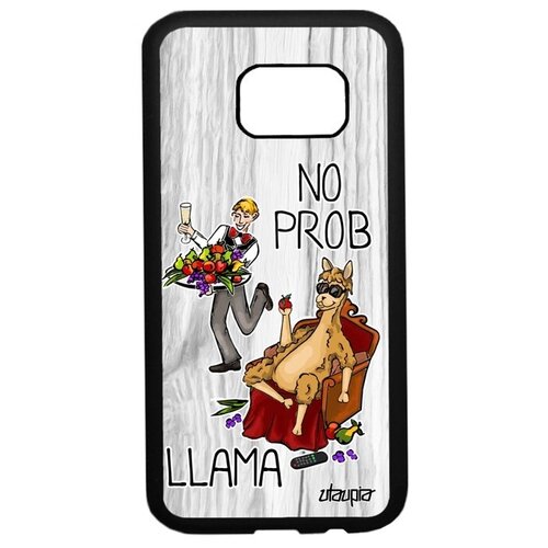 фото Противоударный чехол на смартфон // samsung galaxy s7 // "no prob lama" лама драма супер лама, utaupia, светло-серый