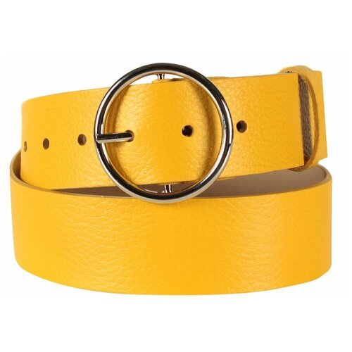 фото Ремень/ремень женский/ремень женский натуральная кожа/mayger/а-рн-6002/желтый/125/модель ремень женский/с круглой пряжкой