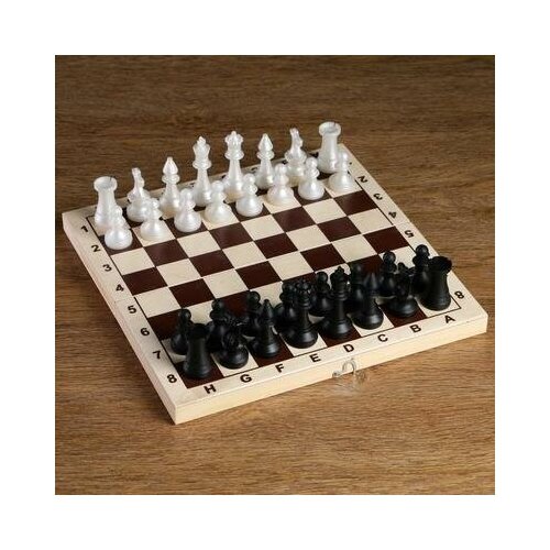 Фигуры шахматные обиходные пластиковые (король h=7.2 см, пешка 4 см) 3814987