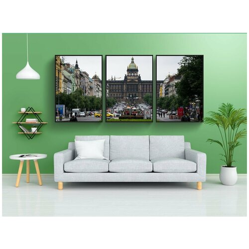 фото Набор модулных постеров для интерьера "прага, строительство, вацлавская площадь" 60x90 см. в тубусе, без рамки lotsprints