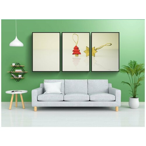 фото Набор модулных постеров для интерьера "рождество, рождество безделушка, рождественский колокольчик" 60x90 см. в тубусе, без рамки lotsprints