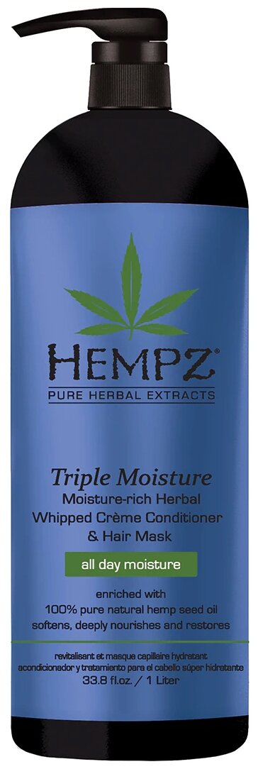 Hempz кондиционер-маска Moisture-Rich Herbal Whipped Creme Conditioner & Hair Mask для поврежденных волос, 1000 мл