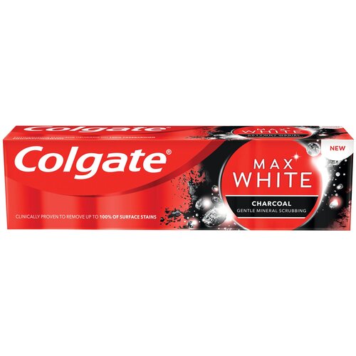 Зубная паста Colgate Max White Charcoal, 75 мл паста отбеливающая с древесным углем blanx black charcoal 75 мл