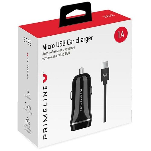 АЗУ 1USB 1A+ кабель microUSB 1.2м, черный, Prime Line азу code cch un51 1usb 1a универсальное black