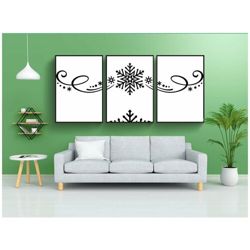 фото Набор модулных постеров для интерьера "разделители, снежинки, орнаментальный" 60x90 см. в тубусе, без рамки lotsprints