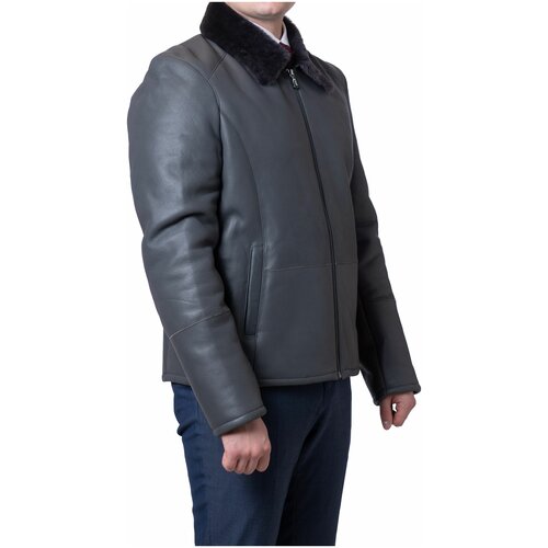 Кожаная куртка BILGINS, размер 54 XXL, серый