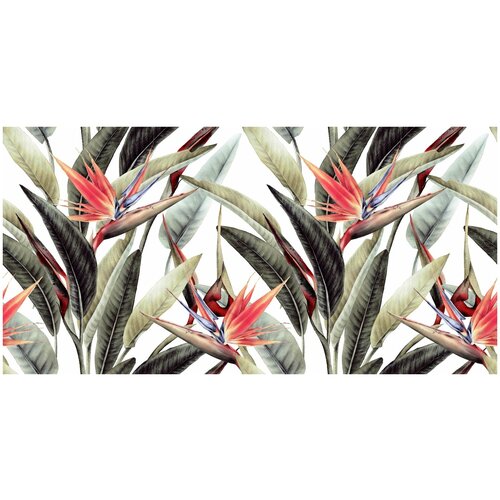 Фотообои Уютная стена Цветочный тропический принт 540х270 см Виниловые Бесшовные (единым полотном)