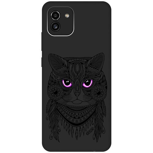 Матовый Soft Touch силиконовый чехол на Samsung Galaxy A03, Самсунг А03 с 3D принтом Grand Cat черный матовый soft touch силиконовый чехол на samsung galaxy a03 самсунг а03 с 3d принтом grand leo черный