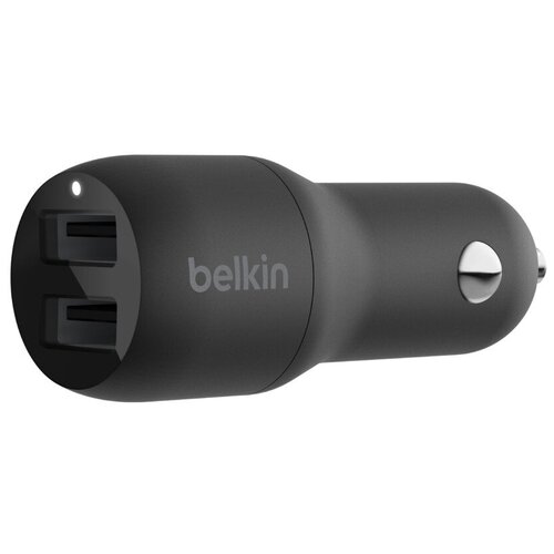 фото Автомобильное зарядное устройство belkin 2 usb-a , 12w x2, черный (ccb001btbk)