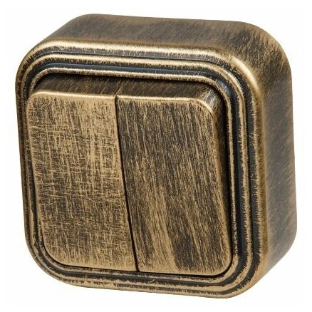 фото Выключатель 2 клав. (открытый, до 6А) бронз Стандарт, Юпитер (VA56-232-ЧБ) (JP7413-02) (юпитер)