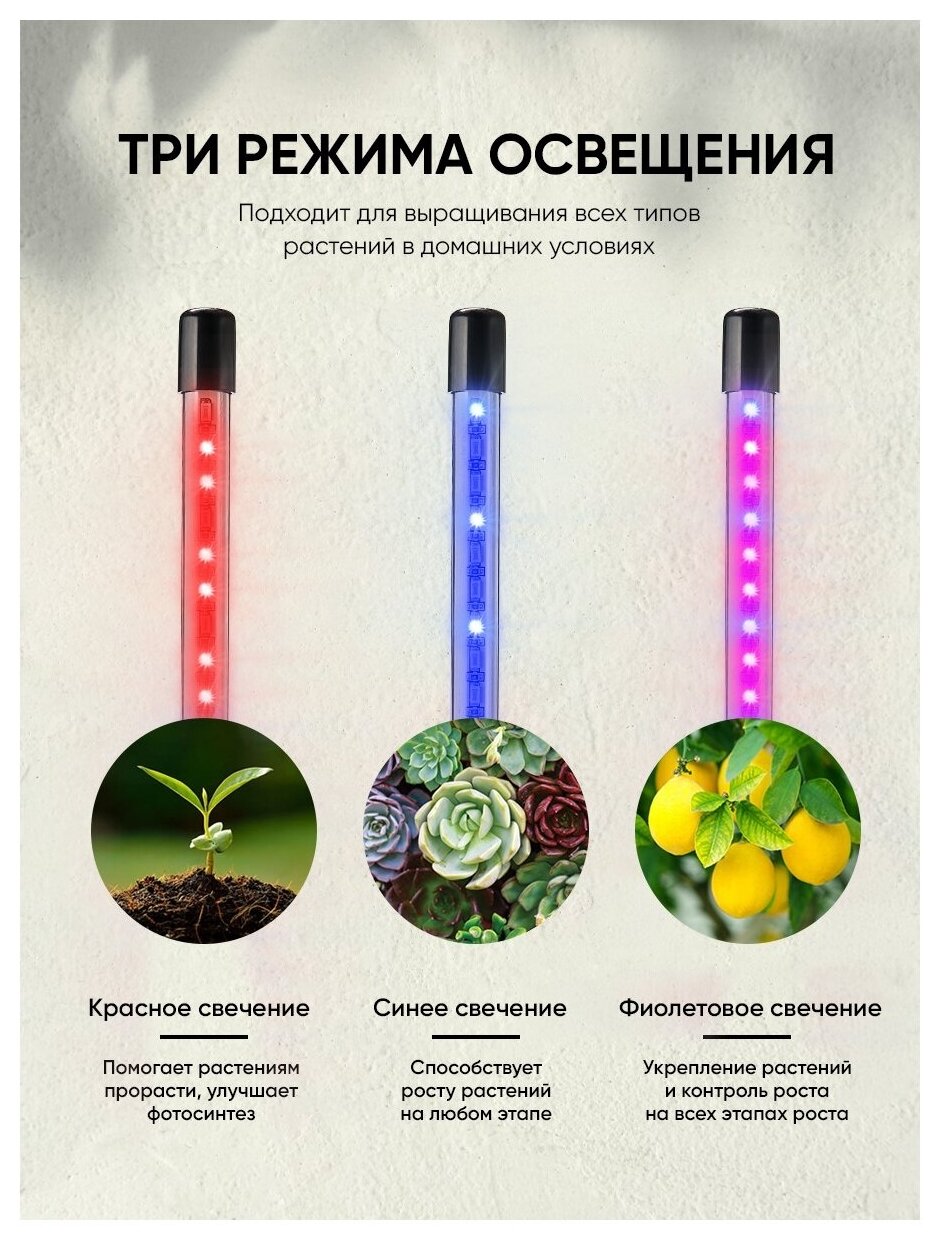 Goodland Светильник для растений четверной LED Grow Light черный - фотография № 4