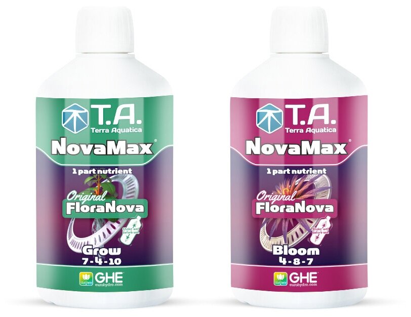 Комплект удобрений Flora NovaMax (Bloom + Grow) 0,5 л х 2 шт - фотография № 1