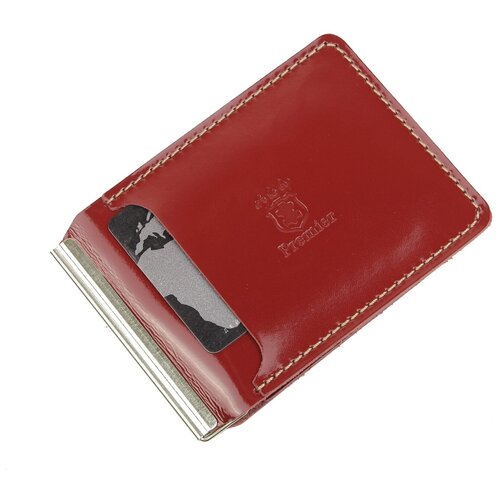 фото Зажим для купюр premier+urb из натуральной кожи, бумагодержатель, компактный кошелек, зажим для денег красный cro-z-933-135