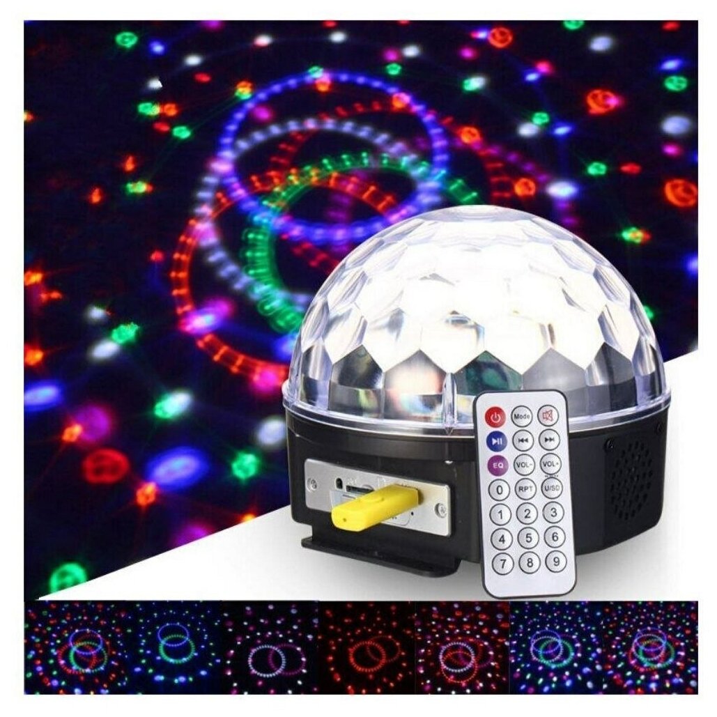 Светодиодный Диско-шар (дискошар) с блютуз, MP3 плеером и пультом. LED RGB Magic Ball Light BlueTooth - фотография № 5