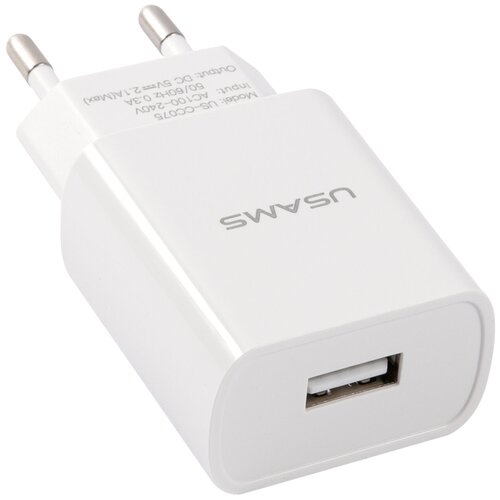 Зарядное устройство Usams US-CC075 USB 2.1A White CC075TC01
