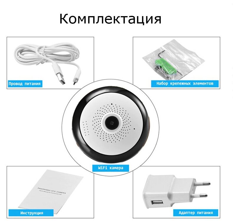 IP-камера KDM F5-AWF2 - Панорамная беспроводная Wi-Fi - ip камера рыбий глаз, ip камера панорамная, wi fi камера 360 в подарочной упаковке - фотография № 3