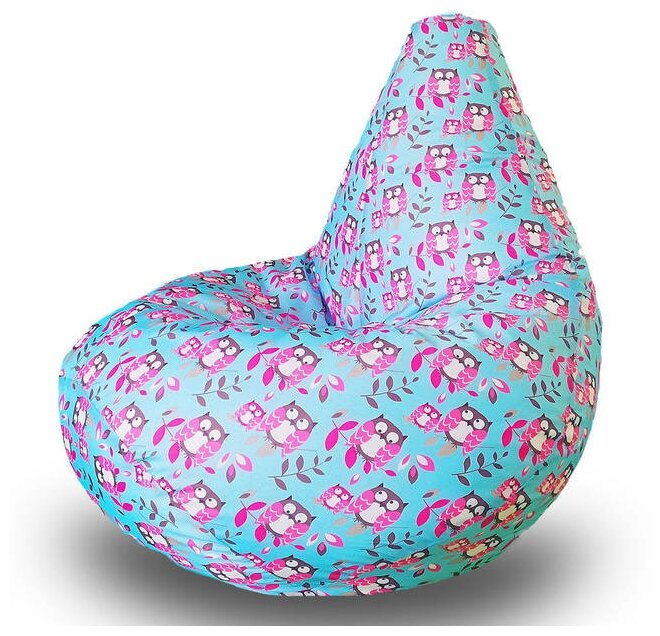 MyPuff кресло-мешок Груша, размер XXL-Миди, оксфорд, Совы - фотография № 1