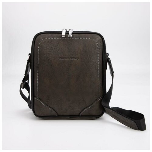 фото Планшет мужской, 2 отдела на молниях, наружный карман, регулируемый ремень, цвет тёмно-коричневый fenomen