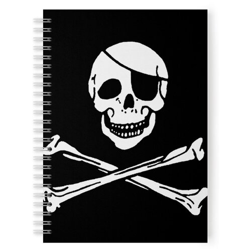 фото "тетрадь 48 листов в клетку пиратский флаг, череп и кости" drabs