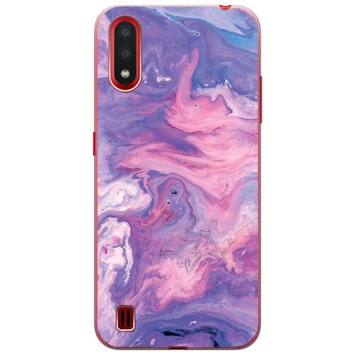фото Ультратонкий силиконовый чехол-накладка clearview для samsung galaxy a01 с принтом "purple marble" gosso