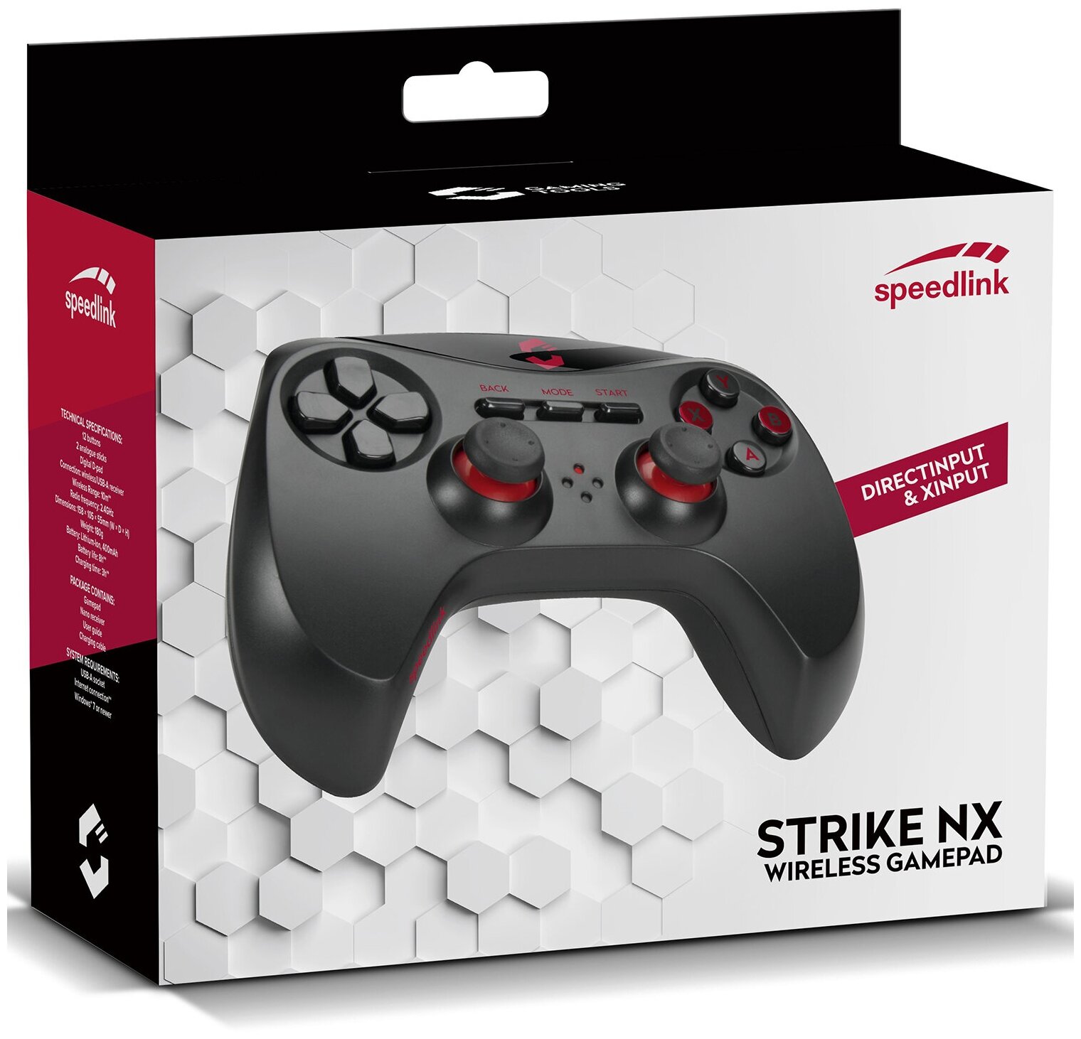 PC Геймпад беспроводной Speedlink Strike NX Gamepad Wireless for PC, ПК (SL-650100-BK-01)