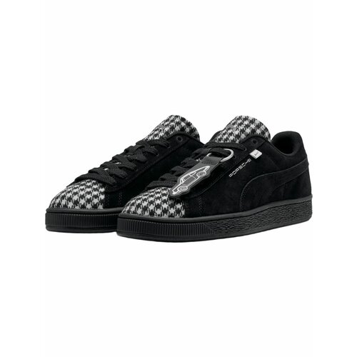фото Кеды puma porsche legacy suede classic pepita, полнота f (eu)/ на среднюю стопу, размер 9.5, черный, белый