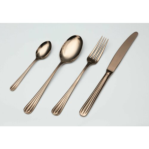 Столовые приборы Belo Inox DUO bronze сталь 18/10, цвет медный, 24 шт. (6 ложек + 6 вилок + 6 ножей + 6 чайных ложек)