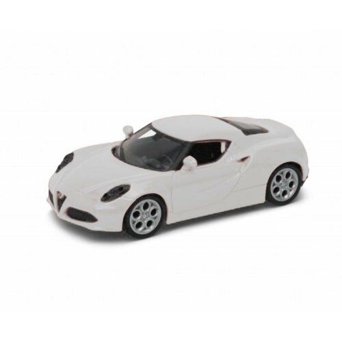 Машинка WELLY 1:38 Alfa Romeo 4C Белый пруж. мех. детская игрушечная коллекционная металическая модель машинки игрушки kinsmart 2013 alfa romeo 4c металлическая инерционная серый 1 32