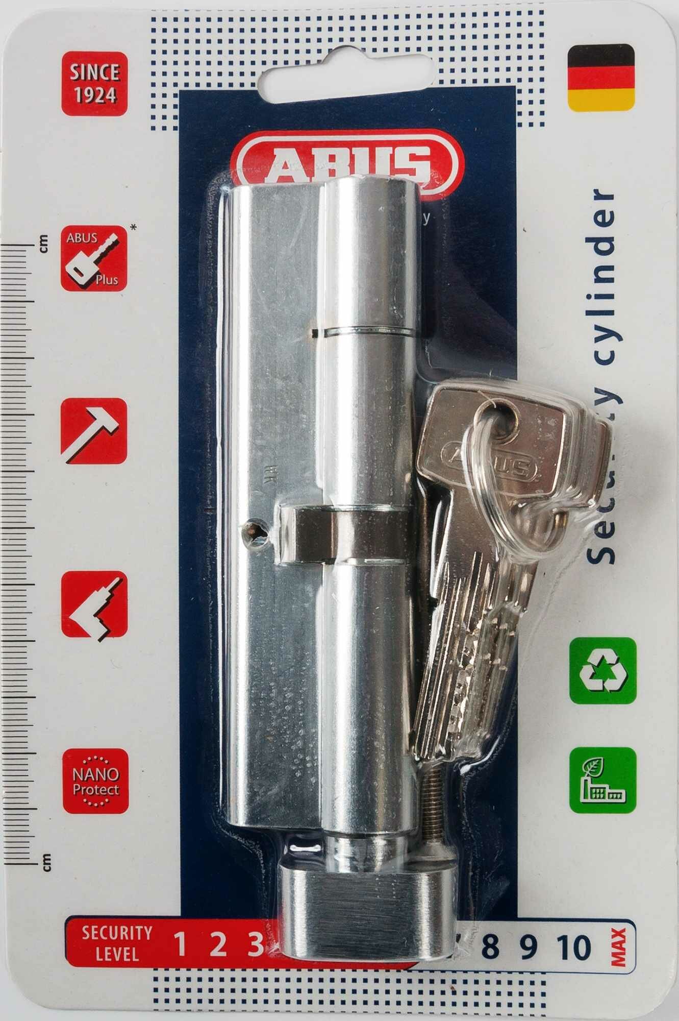 Цилиндр Abus KD6N Z60/K50 60x50 мм ключ/вертушка цвет никель
