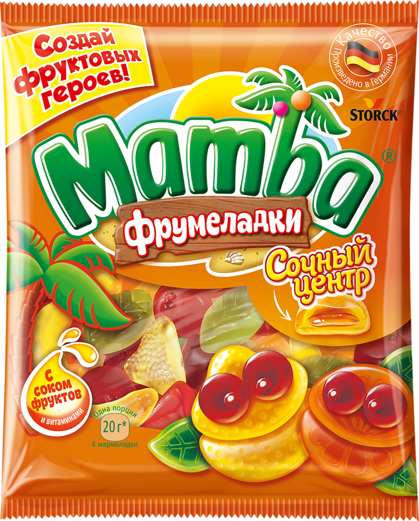 Мармелад жевательный MAMBA Фрумеладки сочный центр, 140г