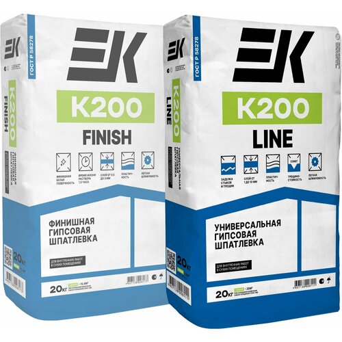 Шпатлёвка универсальная гипсовая К200 LINE, 20 кг
