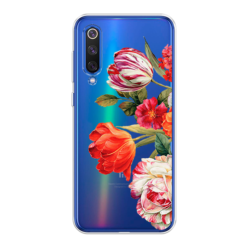 силиконовый чехол на xiaomi mi9 se сяоми mi 9 se прозрачный Силиконовый чехол на Xiaomi Mi9 SE / Сяоми Mi 9 SE Весенний букет, прозрачный